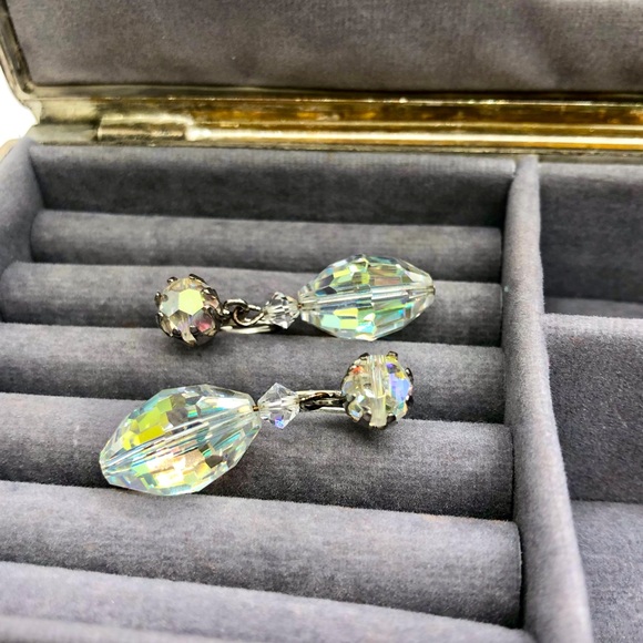 Vintage Aurora Borealis Deco Crystal Earrings 💎 💎 - Picture 8 of 9